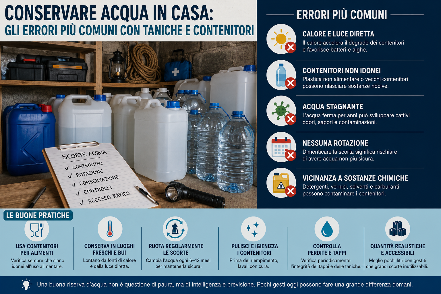 Conservare acqua in casa: gli errori più comuni con taniche e contenitori