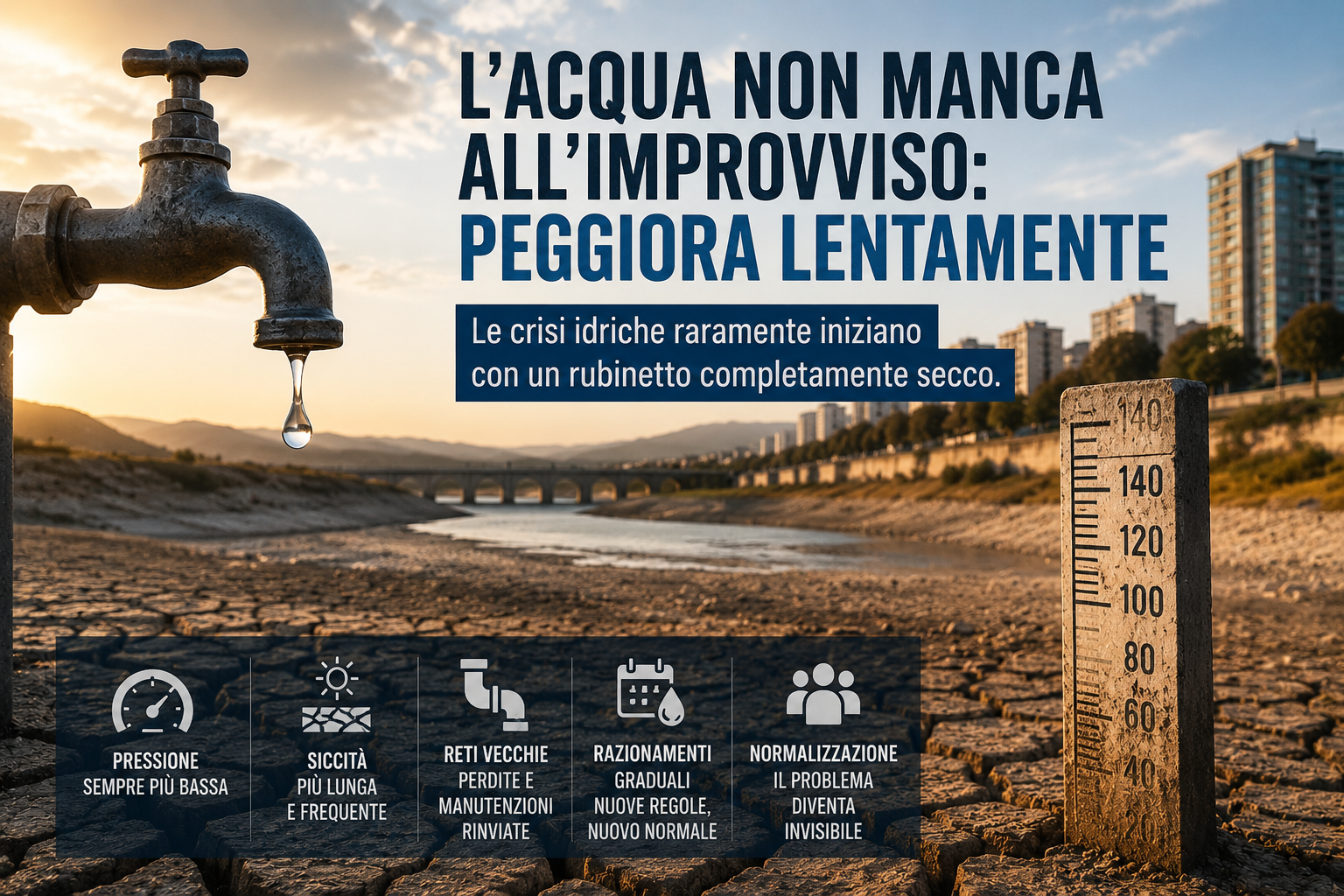 L’acqua non manca all’improvviso: peggiora lentamente