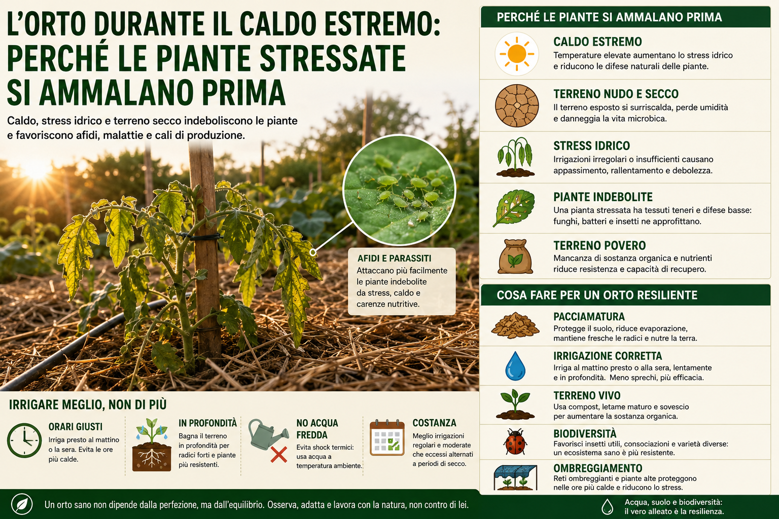 L’orto durante il caldo estremo: perché le piante stressate si ammalano prima